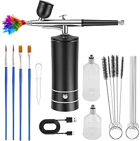 Kit de aerógrafo com compressor de ar, pistola de ar recarregável, conjunto de aerógrafo sem fio, conjunto de aerógrafo de unhas de alta pressão para pintura, arte de unhas, tatuagem