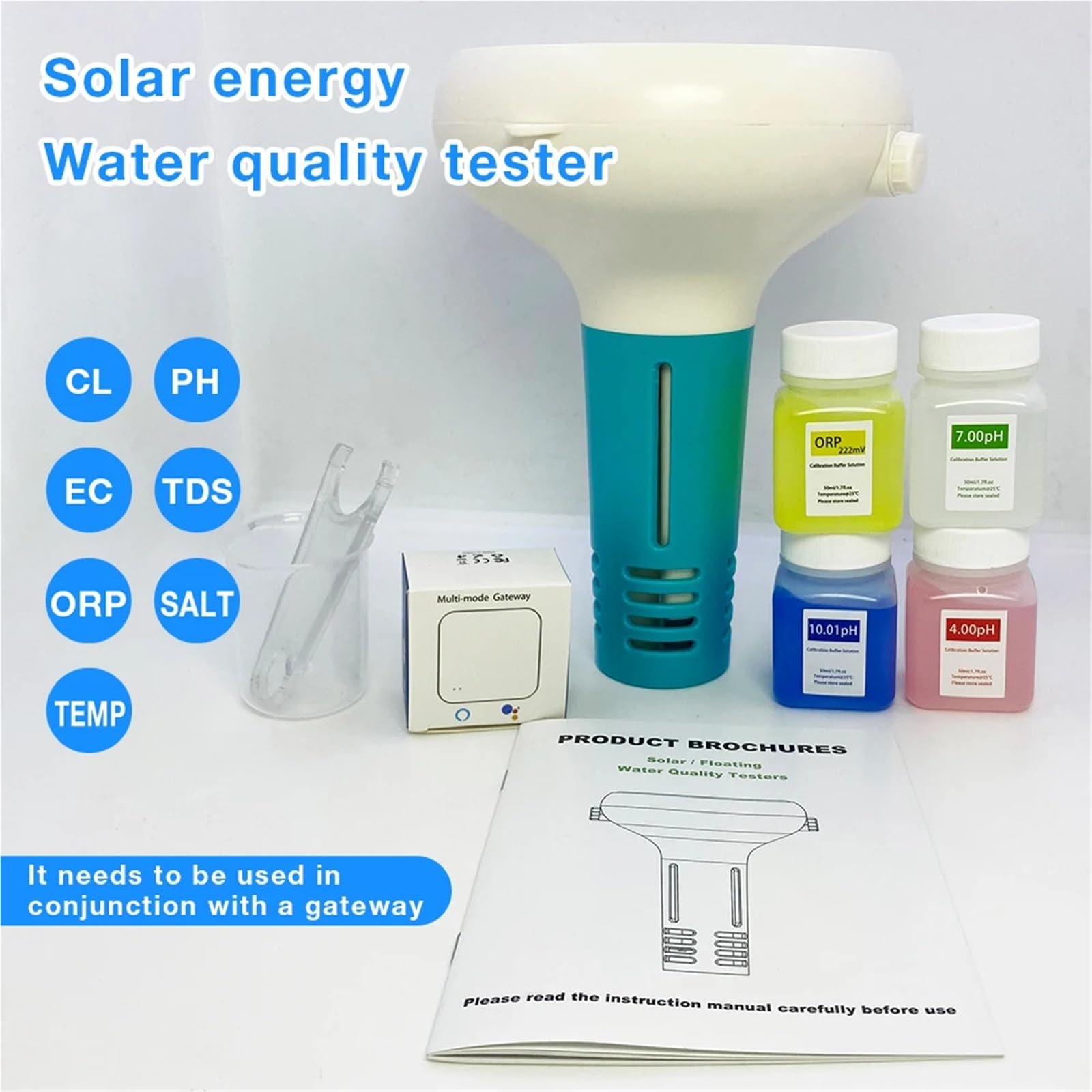 Misuratore di cloro intelligente 7 in 1 PH ORP Solidi totali disciolti Salinità Temperatura CL Test Meter acqua della piscina,Multifunzionale