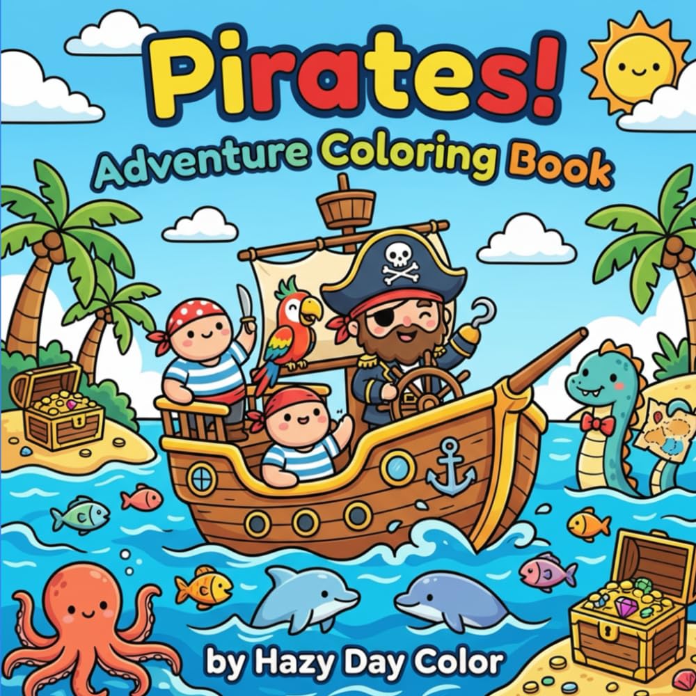 Pirates: Adventure Coloring Book | A Fun Pirate Coloring Book for Kids Ages 4–8 Featuring Cute Treasure Hunts, Ships, Sea Creatures, and Easy Big Bold Pages for Boys and Girls