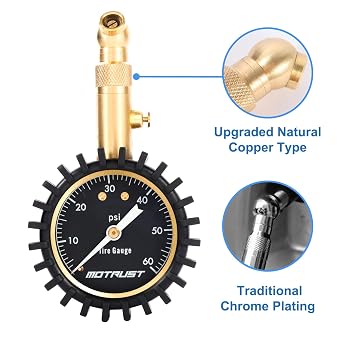 MoTrust Tire Pressure Gauge with Large 2 Inch Scale Glowing Dial, 0-60 PSI Heavy Duty Air Pressure Gauge, Tire Gauges for Tire Pressure, Certified ANSI Accurate, Portable for Cars, SUV and Truck