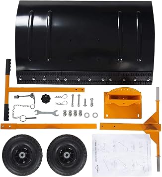 Snow Pusher Shovel, Rolling Snow Pusher with 10-Inch Wheels, 29x19 Snow Shovel with Adjustable Handle, Hand Push Pavement Snow Removal Tool For Cleaning Lanes Roads Sidewalks