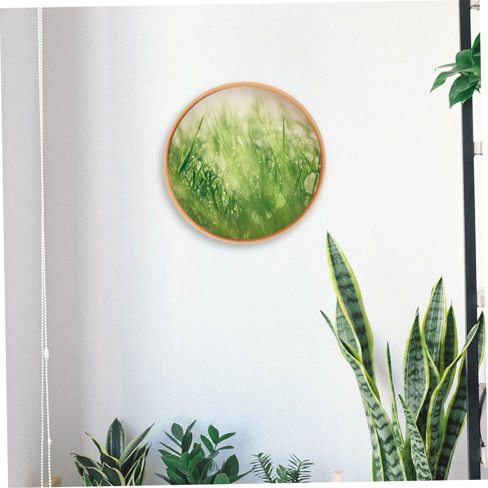 Cornice Tonda per Foto 35cm in Legno di Bambù Naturale, Portafoto Decorativo da Tavolo da Parete, Cornice Espositiva Fai da Te per Arredamento Casa