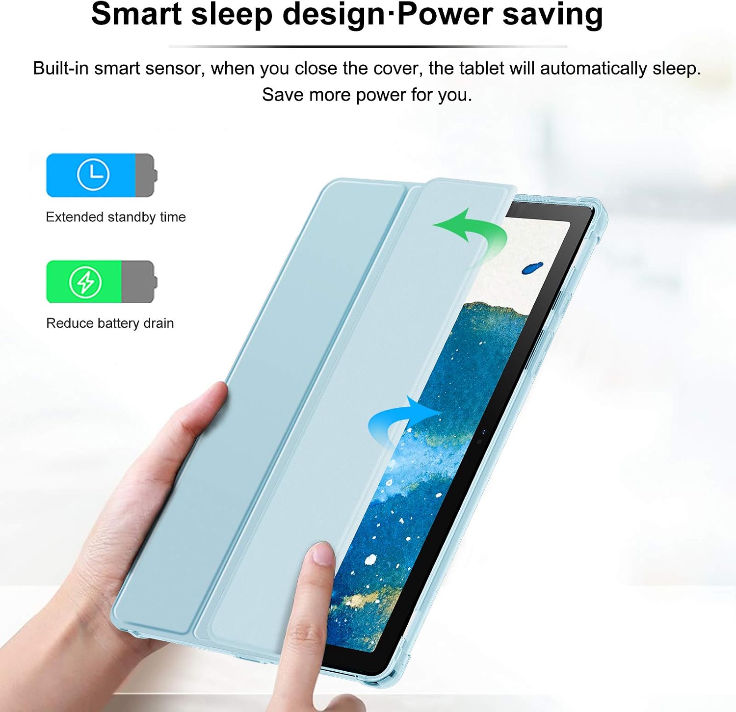 INFILAND Galaxy Tab A7 10.4 2020 Case, Smart Stand Case Cover with Frosted Translucent Back Fit Samsung Galaxy Tab A7 10.4-inch Model SM-T500/T505/T507 2020 Tablet [Auto Wake/Sleep], Baby Blue