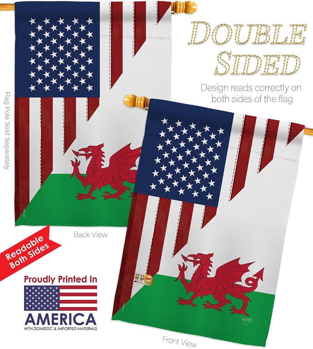 US Wales Friendship Garden House Flags Set Regional USA American Alliance World Country Particular Area Small Decorative Gift Yard Banner Double-Sided Made In 28 X 40