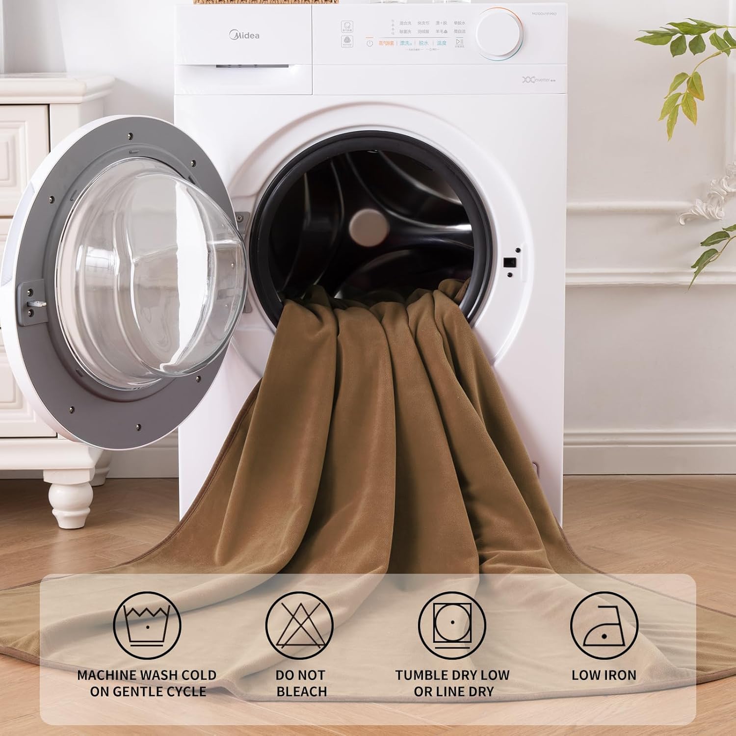 QiyI Waterproof Blanket for Bed Queen Size, Reversible Washable Pet-Friendly Flannel Throw Blanket, Leakproof Stain-Resistant Furniture Protector for Travel & Camping, 60"x80", Brown/Tan - Image 6