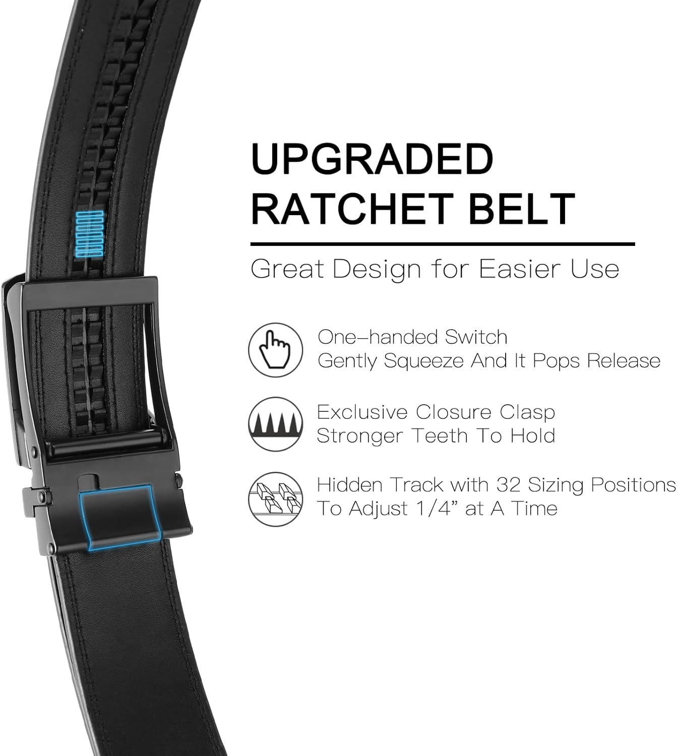 GAEKEAO Ratchet Belt for Men Genuine Leather 1 3/8" - Micro-Adjust Buckle Trim to Fit Dress Belt Casual to Formal Gift Boxed - Image 6