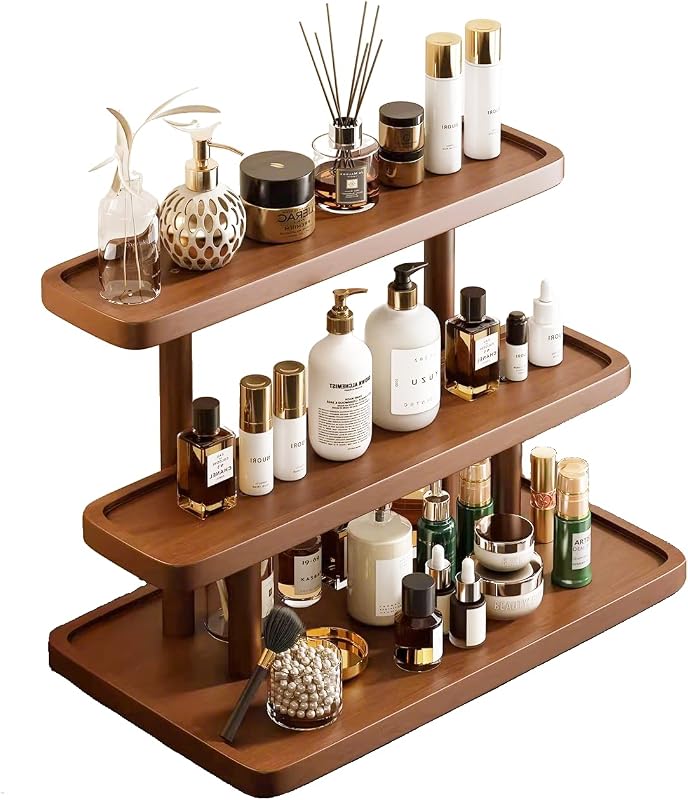 Organizador de Perfumes GDQ em Madeira de Pinus Marrom com 3 Prateleiras