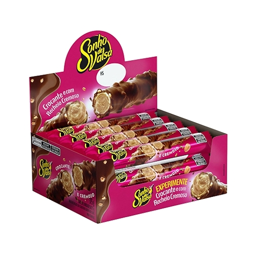Stick Wafer Recheado Sonho de Valsa Sabor Chocolate - Display com 15 unidades de 25g