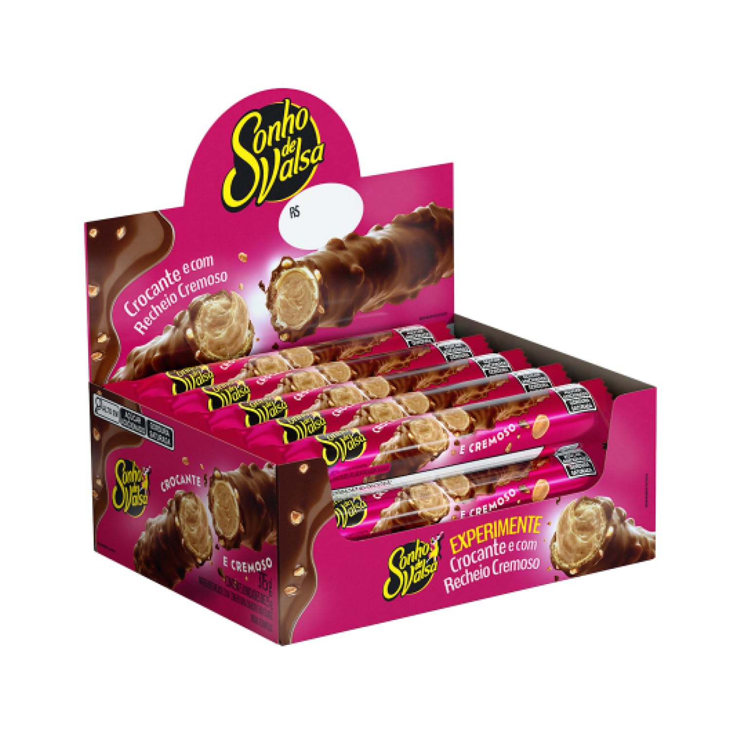 Stick Wafer Recheado Sonho de Valsa Sabor Chocolate - Display com 15 unidades de 25g