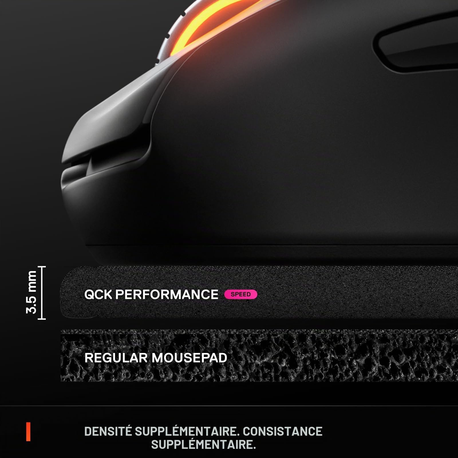 SteelSeries QcK L Performance Speed Tapis de Souris de Jeu – Densité supplémentaire pour Une Glisse Fluide – Coutures discrètes – Base en Caoutchouc néoprène antidérapant – 42 x 49 cm – FPS, MOBAs