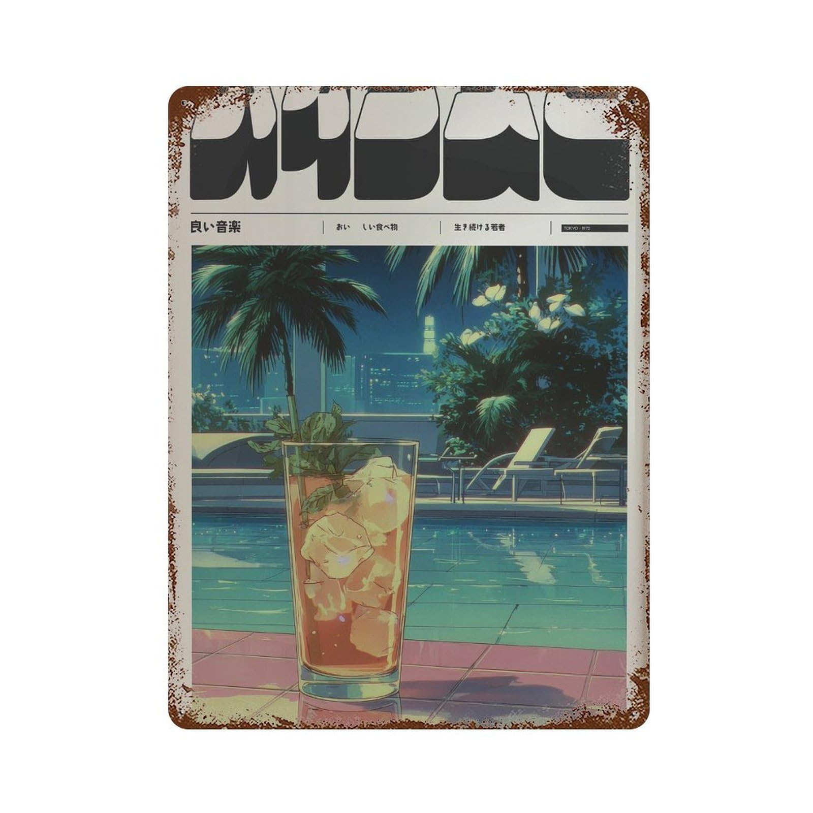 xiaoxiaoshen Iced Cocktail Drink. Y2k Indie Wall Decor Art Metal Tin Poster Modern Home Decor Art Home Bar Shop Decorations Vintage Sign 40x30cm
