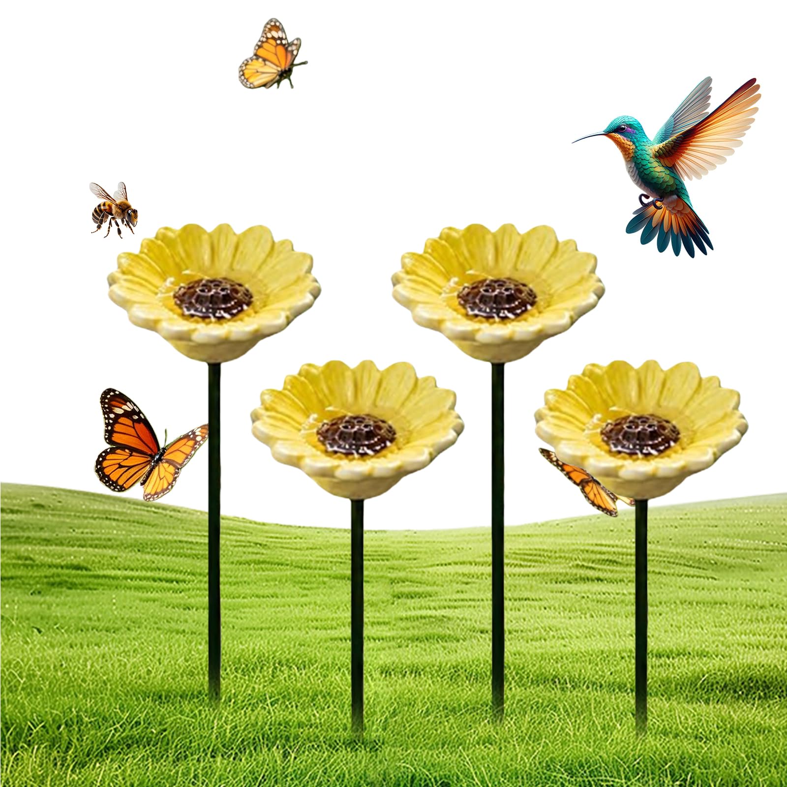 Ceramic Bee Watering Station | Bee Blossoms Ceramic Flowers | Water Feeder Flowers For Bees | Pollinator Drinking Station Cups For Garden | Rain Catcher Bird Bath Feeders For Ourside