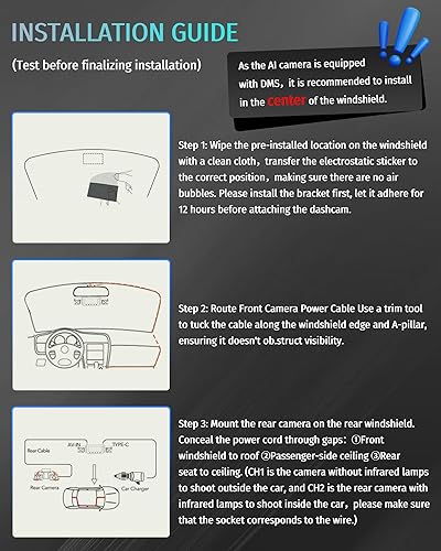 Miniatura 10 de Cámara de tablero de 5 canales delantera y trasera interior con STARVIS 2 IMX675, cámara de coche de 360 2.7K HDR+4x1080P, cámara de control AI con