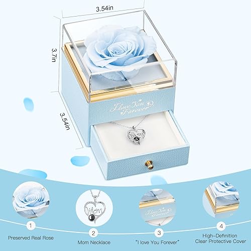 Miniatura 2 de Rosa conservada con te amo en 100 idiomas, rosa real para el Día de la Madre, Navidad, cumpleaños, A-ROJO