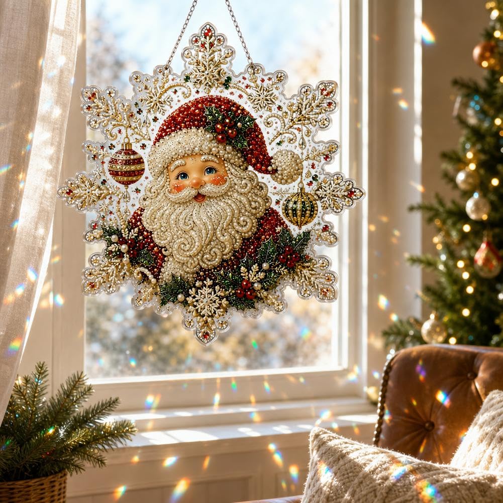 DIY Christmas Pearl Diamonds Painting Suncatcher Kit for Adults