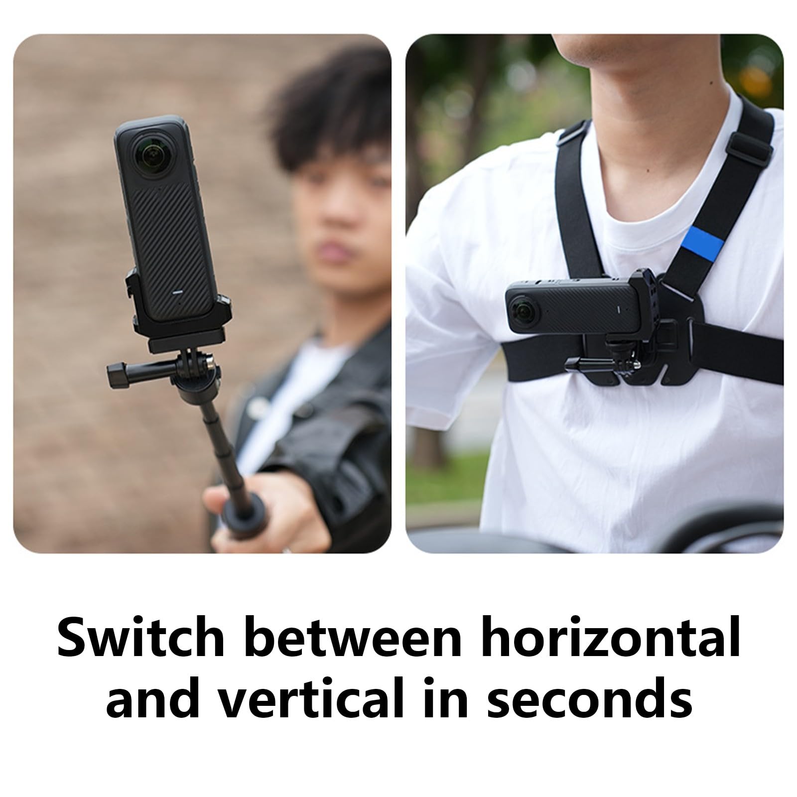 Soporte horizontal en forma de L para cámaras de acción compatibles con 360 grados