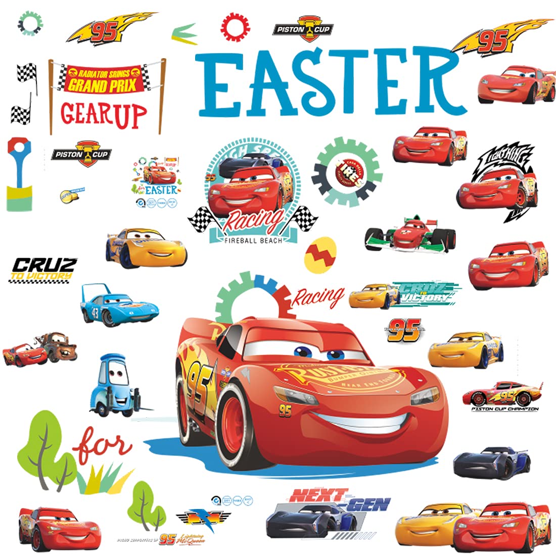 Buy Disne_y Cars Wall Decal 2sheets Peel and Stick Wallpaper Disne_y