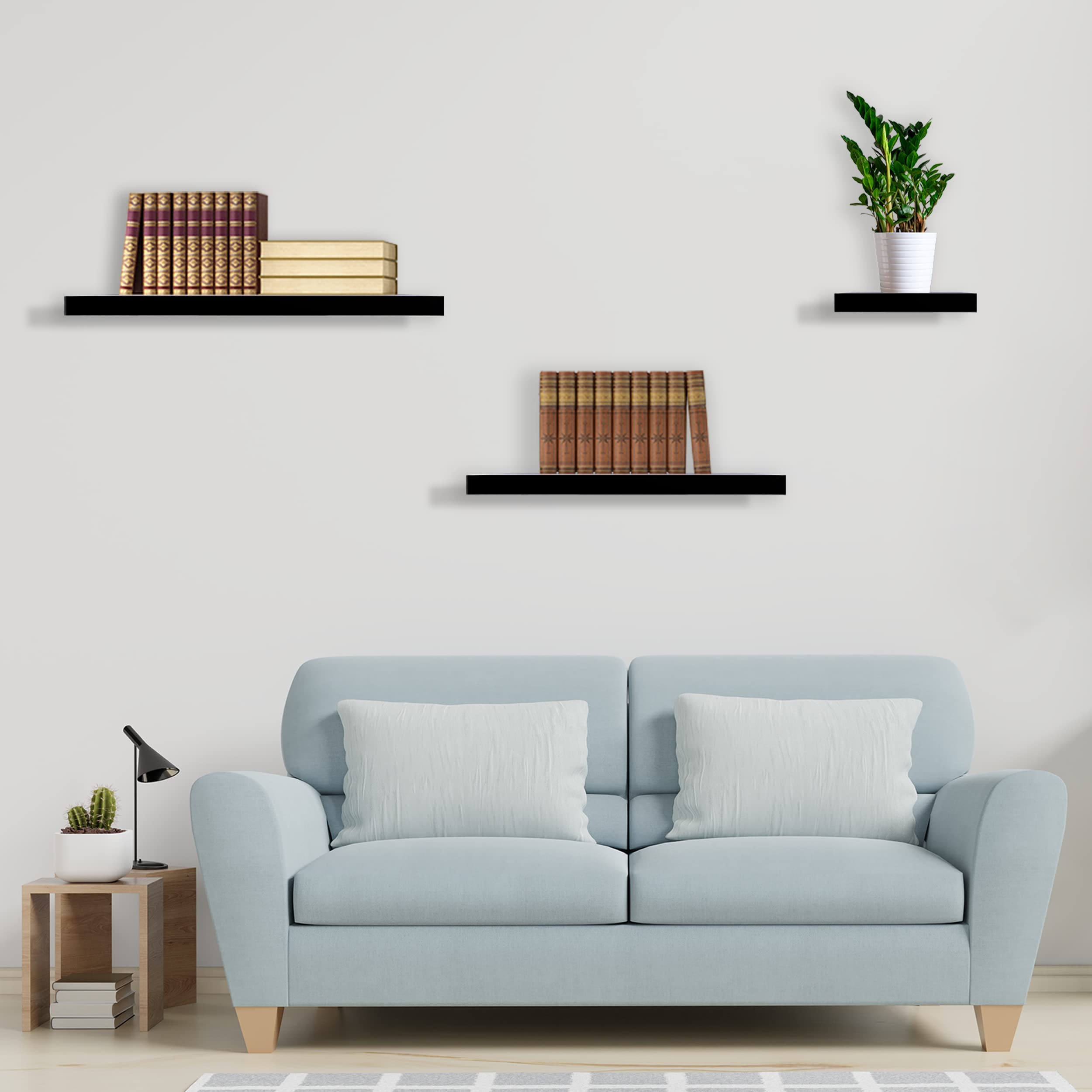 Etrexonline Estante de Pared 25x25x4cm Color Wengue, Balda Flotante Pared de Madera Fijación Invisible, Estantes de Almacenamiento Decorativos, Ideal para Salón, Habitación, Pasillo, etc.. — view 6
