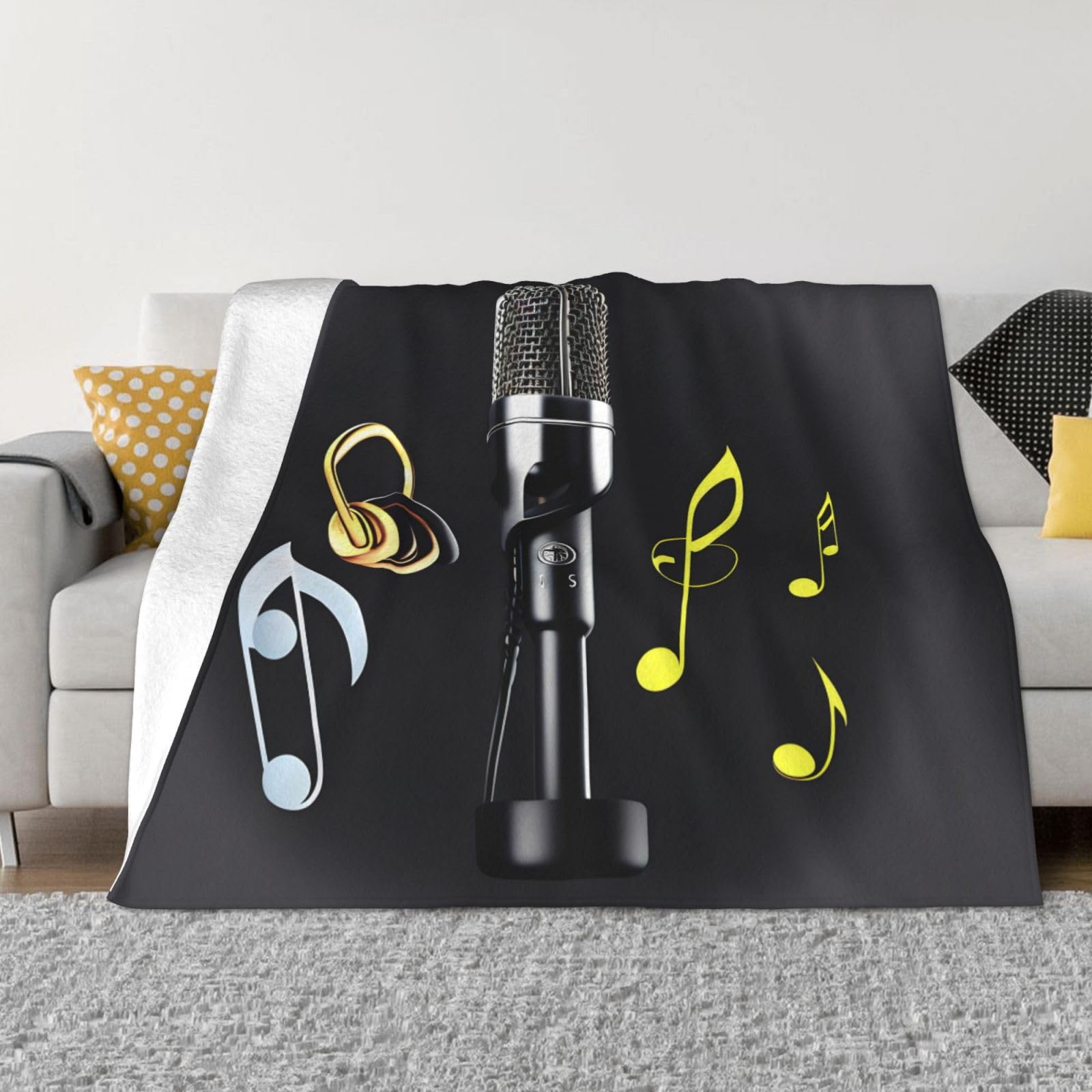 Couverture en flanelle haut de gamme motif musique plaid lit et canape