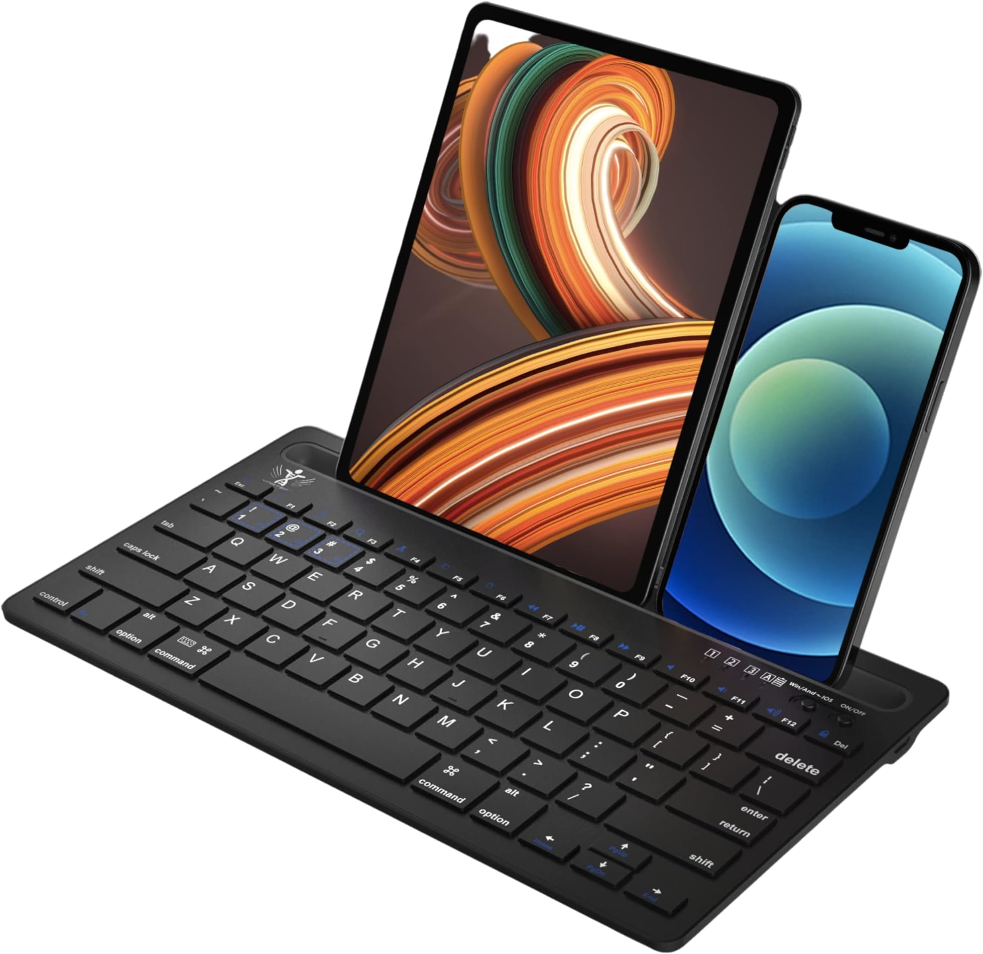 Bluetooth Keyboard for iPad, iPhone, Android, Apple, Windows โ Streamlined, Compact Multi Device Keyboard โ Ergonomic Bluetooth Wireless Keyboard for Mac, PC โ Computer Keyboard Bluetooth by Vortec