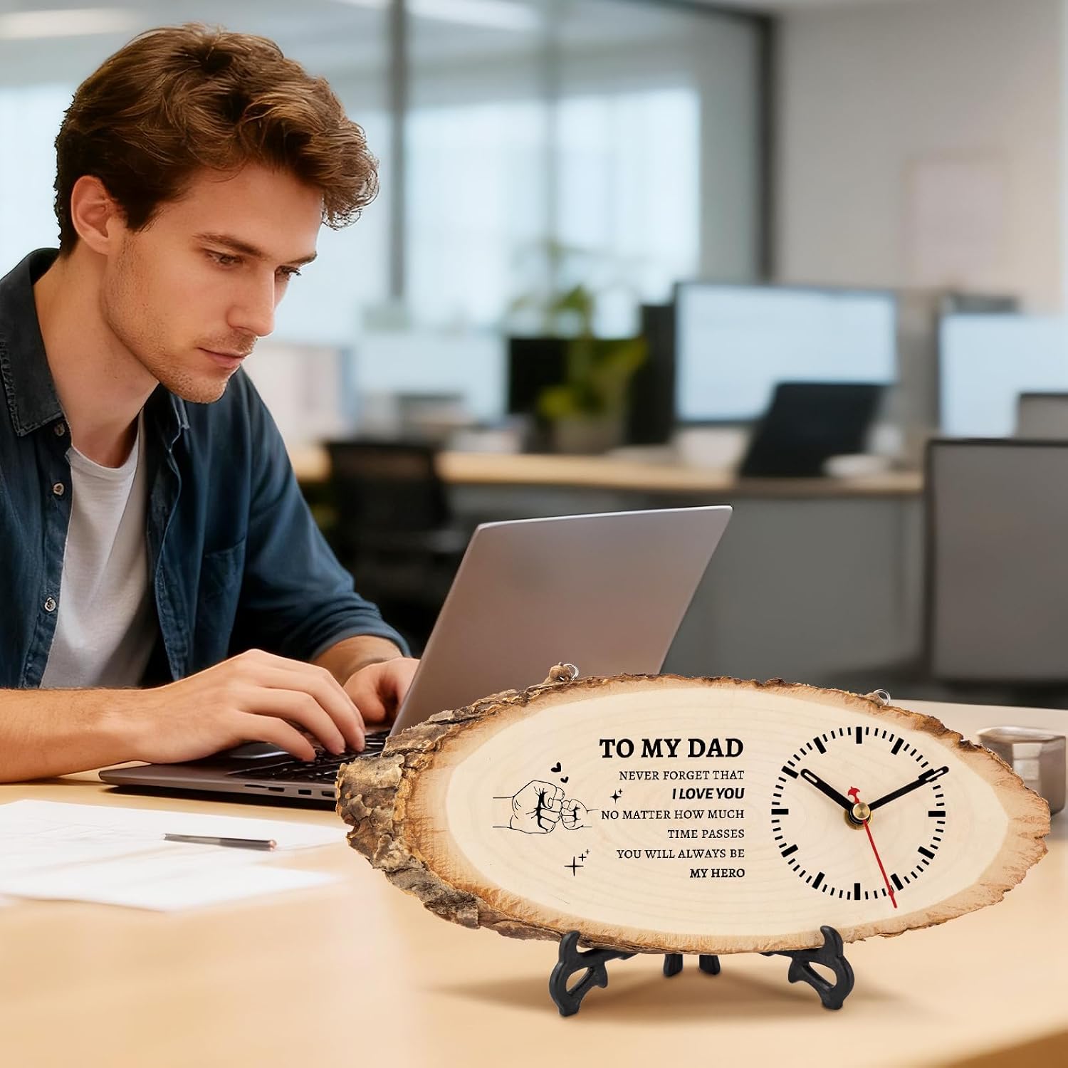 Gift for Dad from Daughter Son, Dad Birthday Gift Wooden Clock