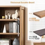 SICOTAS Bookcase 5 Tier Bookshelf Rattan Boho Tall Book Case Shelf with Doors Storage Large Wood Bookcases Farmhouse Bookshelves Library Shelves for Living Room (Reclaimed Caramel Oak, 1 Piece)