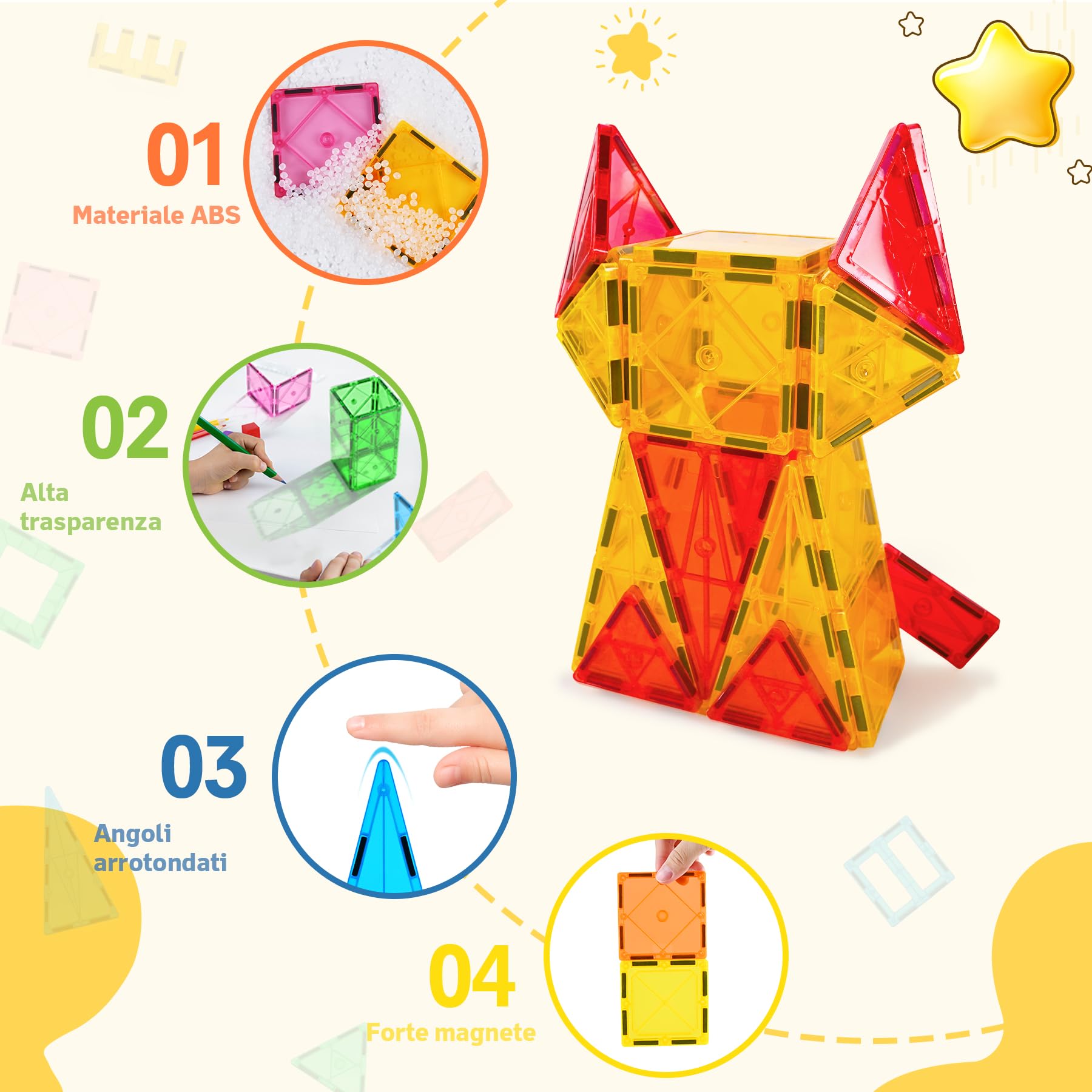 NAETANY Costruzioni Magnetiche per Bambini 64 pezzi 3D Giocattoli Magneti per il Bambino Educativo e Creativo Giocattoli Montessori per Ragazzi Giochi per Bambini di 3 4 5 6 7 8 Anni