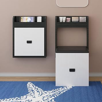 Wall Mounted Folding Chair,7CM Thin Folding Chair Suitable,Shoe Changing Stool,Folding Stool Chair for Entryway,Hidden Wall Stools,Door Shoe Footstool,Wall Stool for Entrance(Black and White)