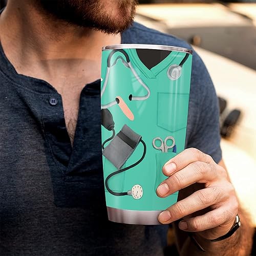 Miniatura 4 de Nurse Nutrition Facts - Vaso de acero inoxidable aislado al vacío de 20 onzas con tapa termo de doble pared aislado al vacío taza de café de viaje