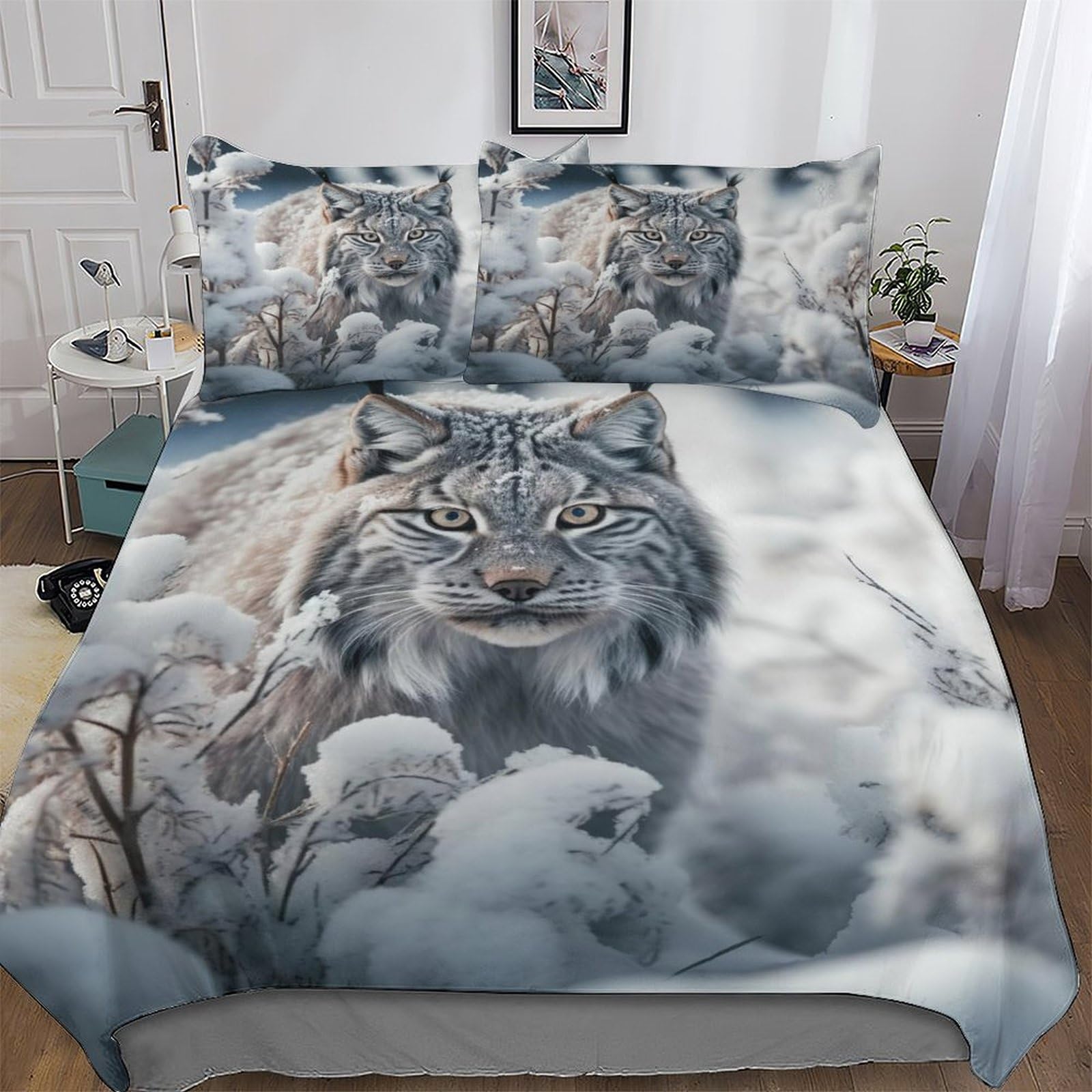 Housse de couette en microfibre 135x200cm Lynx avec taie d'oreiller
