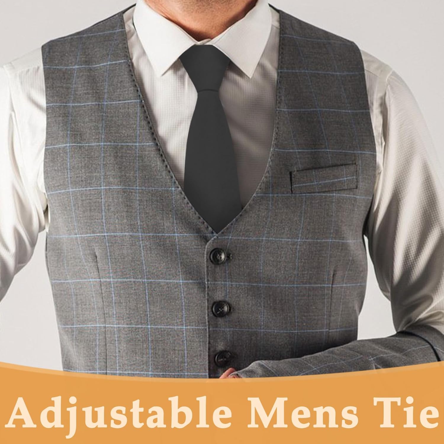 Mens Ties Pre-tied Ties for Men, Adjustable Zipper Tie Mens Black Tie for Office Graduation School Uniforms - Image 2