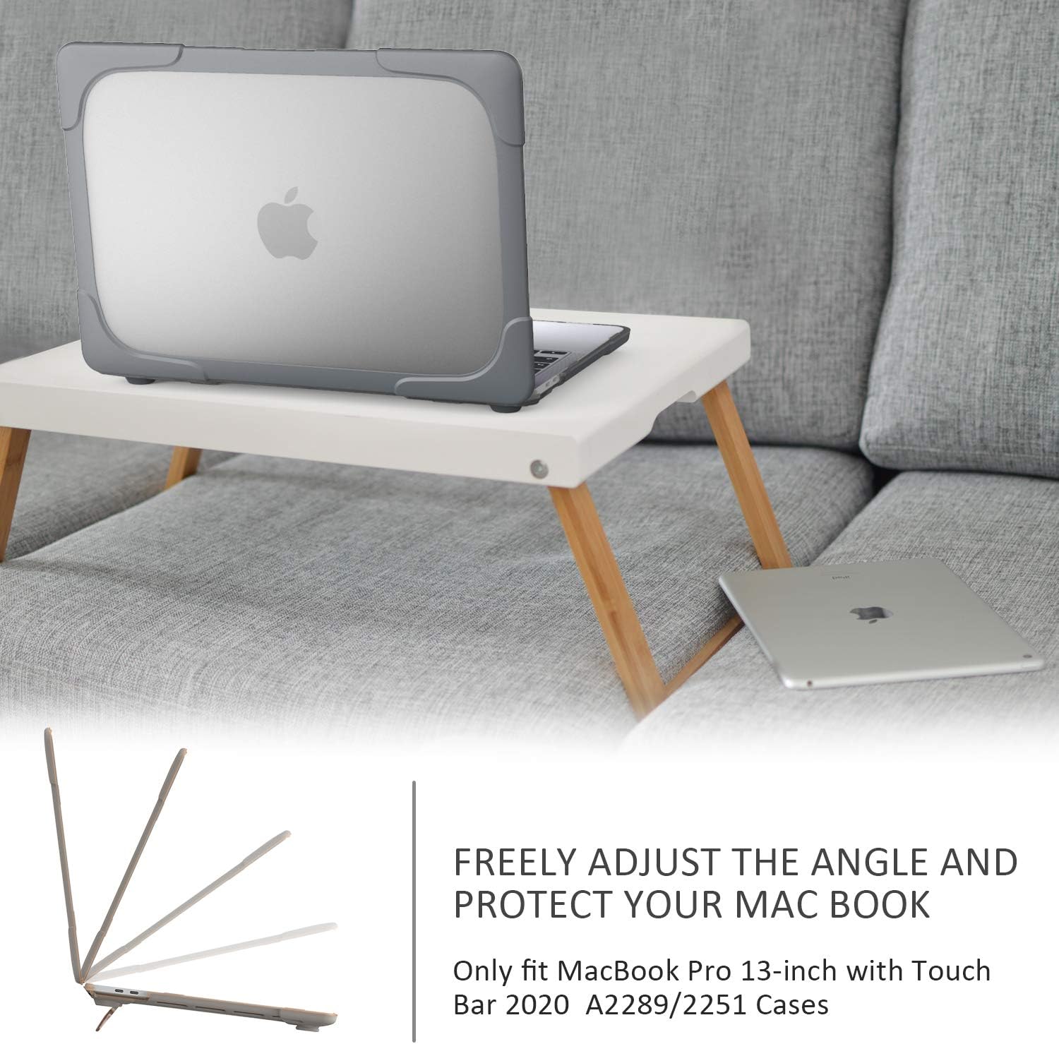 Rugged Case for Microsoft Surface Laptop 2/3/4/5 13.5" Alcantara (1769/1867/1958/1950),Heavy Duty Slim Hard Shell Cover Shockproof Protective Cover with Foldable Kickstands (Gray, 13.5"(Alcantara))