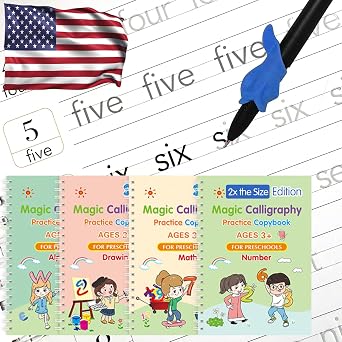 4 Trace Trek Workbooks - Magic Grooved Writing Practice, English, Big