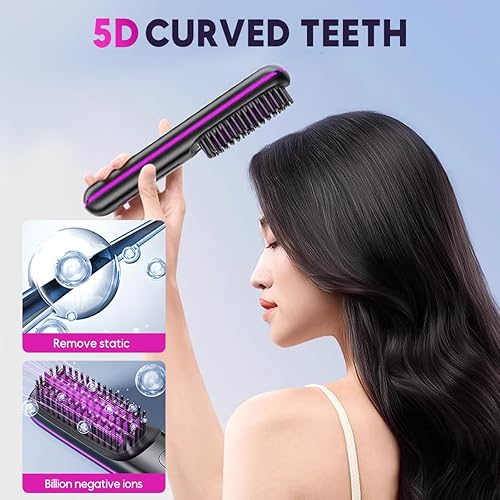 Miniatura 5 de Go Brush Pro, 2026 Go Brush Pro, cepillos alisadores portátiles para viajes, con pantalla LCD de temperatura, mini cepillos de pelo inalámbricos de