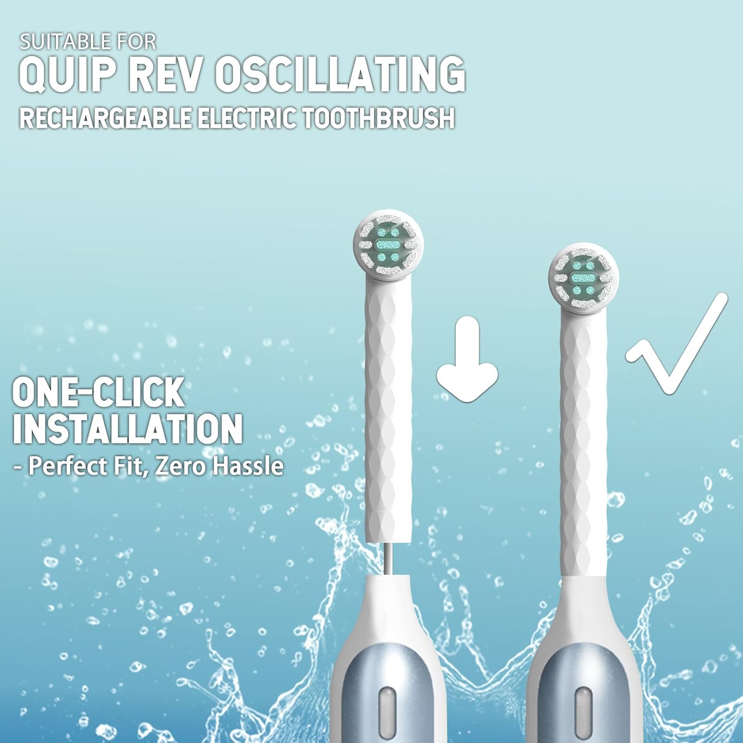 10 Pack Toothbrush Replacement Heads Compatible with Quip Rev 360 Oscillating Electric Toothbrush, Brush Head Refill for Adult, White