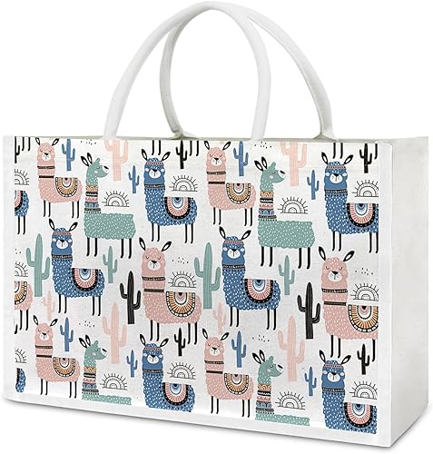 AGYG Bolsa de lona para mujer, bolsa de playa grande, impermeable, linda bolsa de comestibles