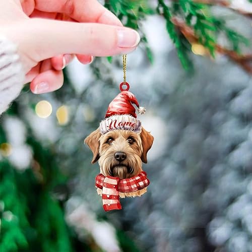 Miniatura 4 de WoGuangis Terrier de trigo con revestimiento suave, adorno de Navidad personalizado con nombre de perro, divertido animal de perro, decoraciones de