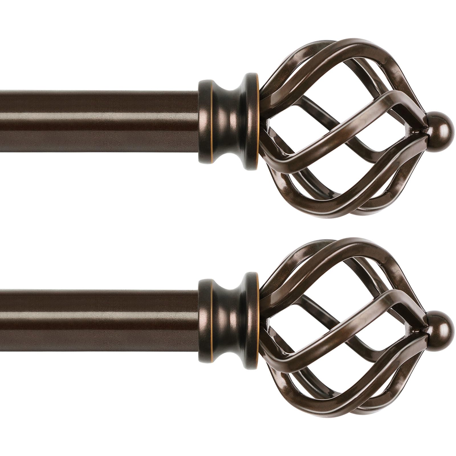 KAMANINA 2 Pack Bronze Curtain Poles 80 to 148 cm