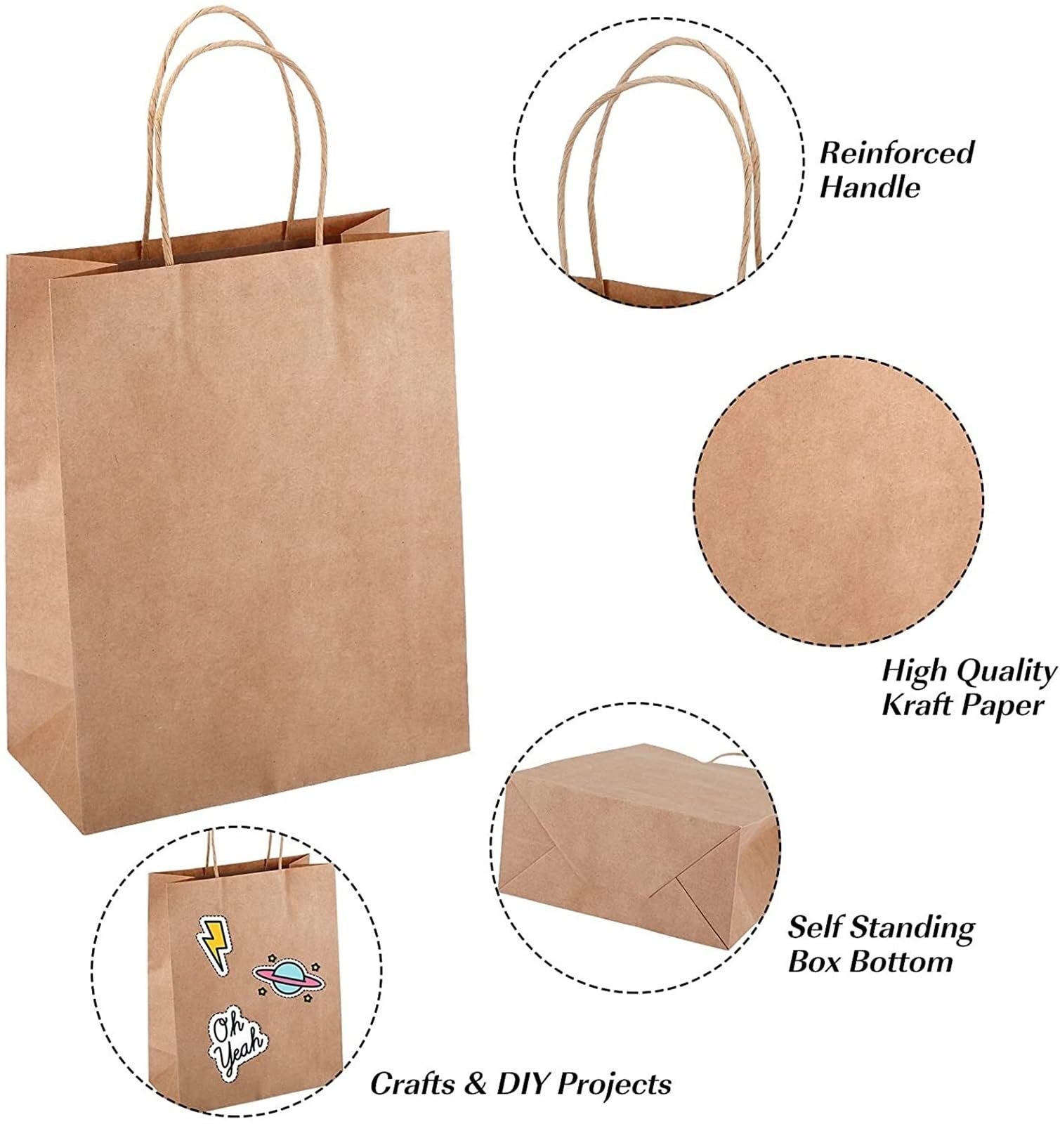 Bolsa Regalo 10-40 Bolsas De Regalo De Papel Marrón Con Asa | For negocios, bodas, fiestas de cumpleaños, bolsas de regalo, bolsas de compras(Black,20PCS,26x12x33cm)