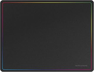 Mars Gaming MMP124, Gaming Mouse Pad 360x260mm, Rainbow Design on Edges, Non-Slip Natural Rubber Base, High Precision Nanotextile Surface, Flexible Mouse Pad, Black