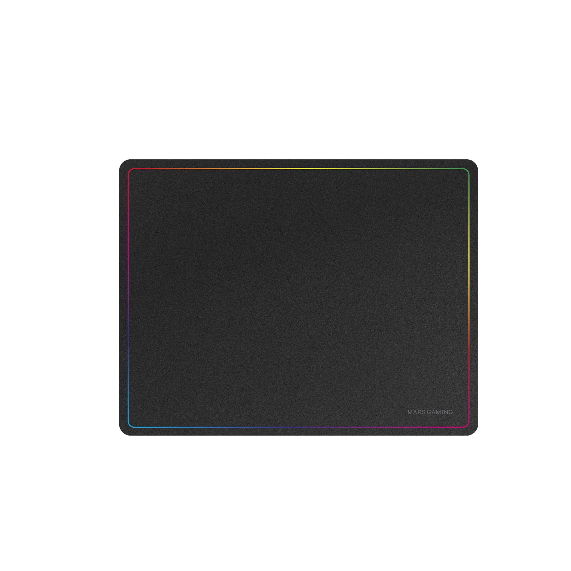 Mars Gaming MMP124, Gaming Mat 360x260mm, Rainbow Edges Design, Natural Rubber Non-Slip Base, High Precision Nanotextile Surface, Flexible Mouse Pad, Black