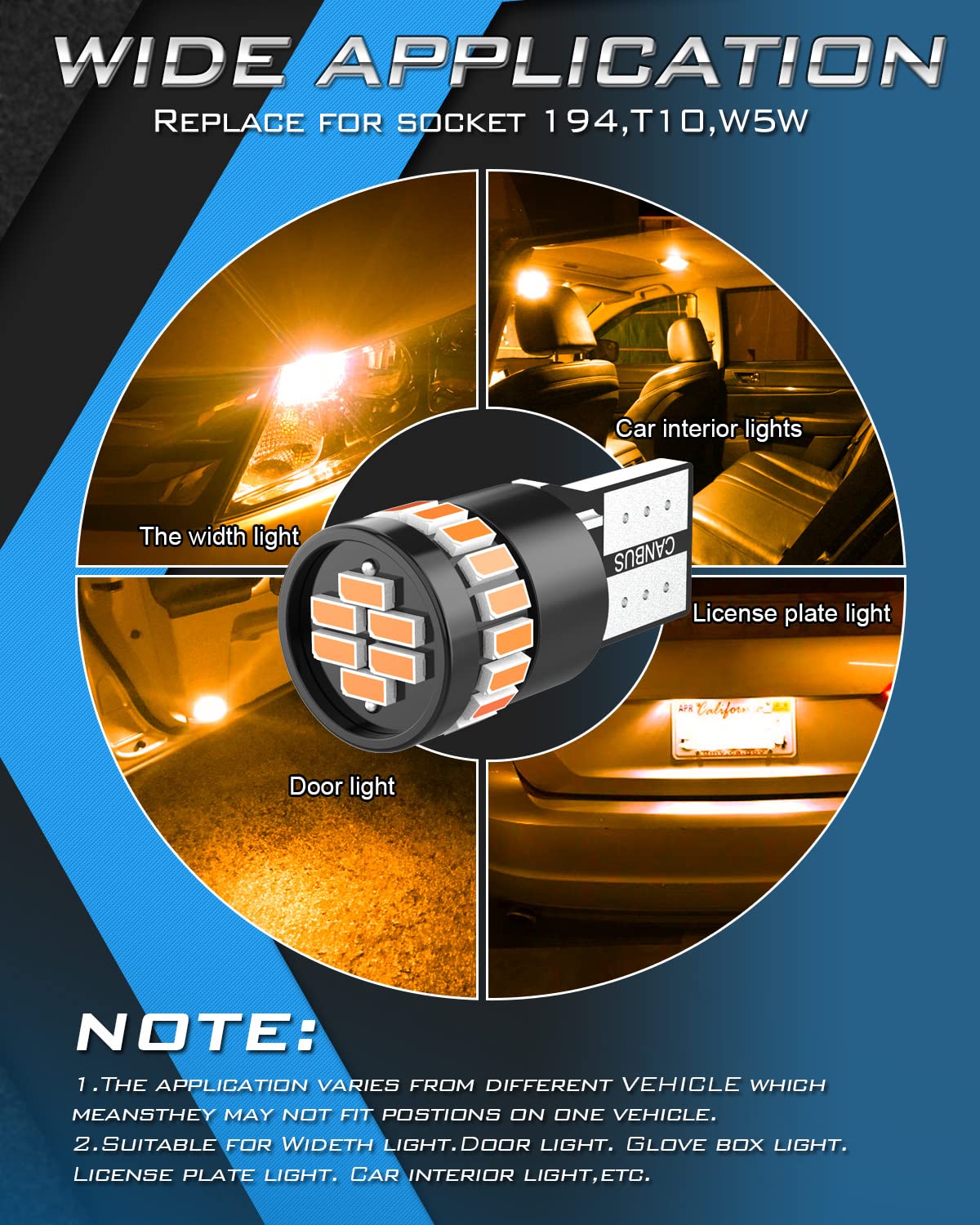 10 Lampadine LED Ambra 194 Super Luminose - Sostituzione Per W5W T10 Canbus Senza Errori | Auto E Veicoli - Foto 6