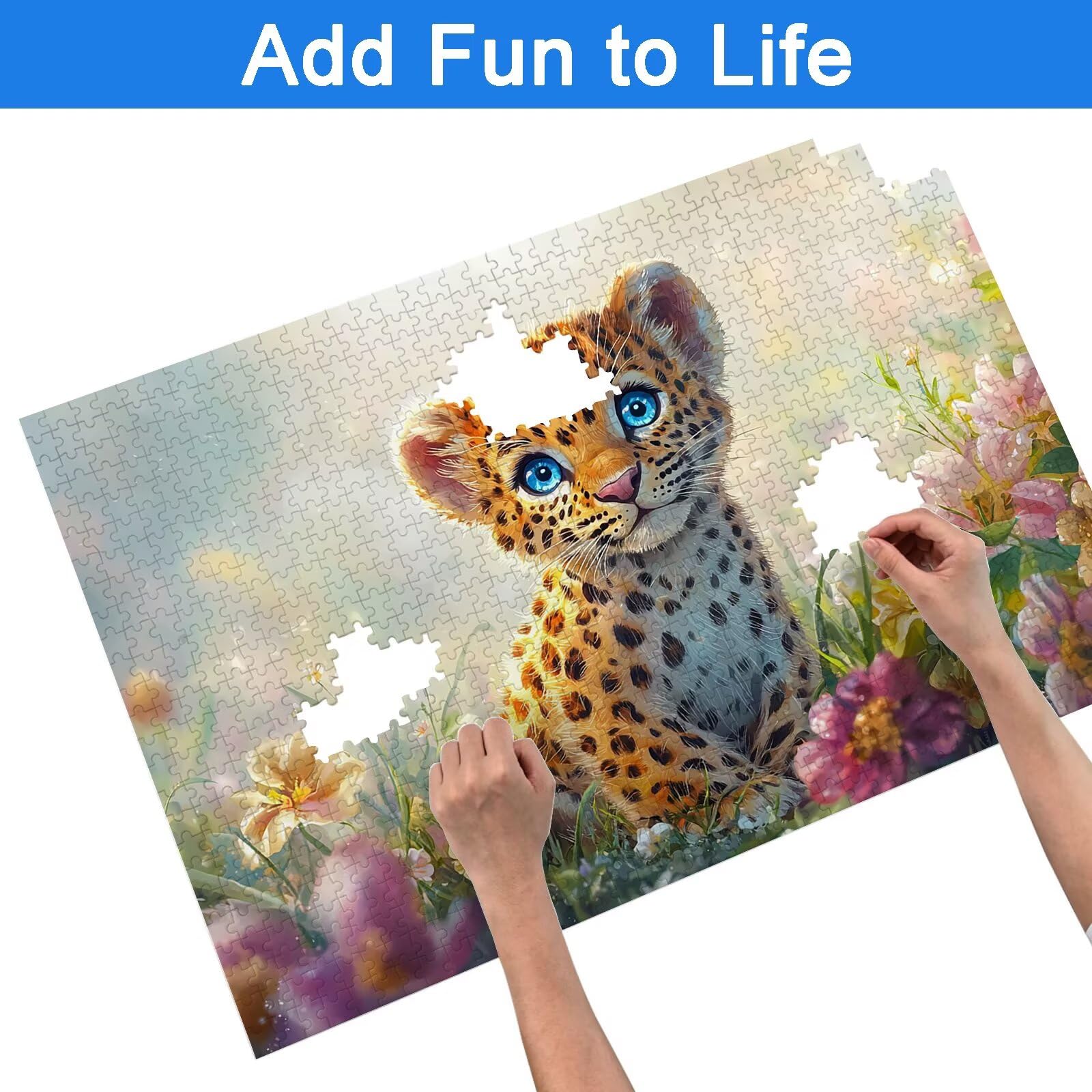 Puzzle 1500 Pièces Léopard, Puzzle 1500 Pièces Adultes et Enfants, Puzzles Bois avec Une Boîte d'emballage Exquise, Jeu Éducatif Puzzles Animal, Decoration Maison, Cadeau Femme, Cadeau Homme, -6965