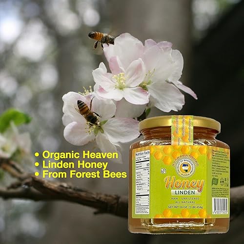 Miniatura 5 de Miel de tilo Bashkirian - OrganiC Heaven - Miel de tilo 16 onzas (1 libra), paquete de 2 - Miel de tilo 100% pura, cruda, sin filtrar, orgánica,