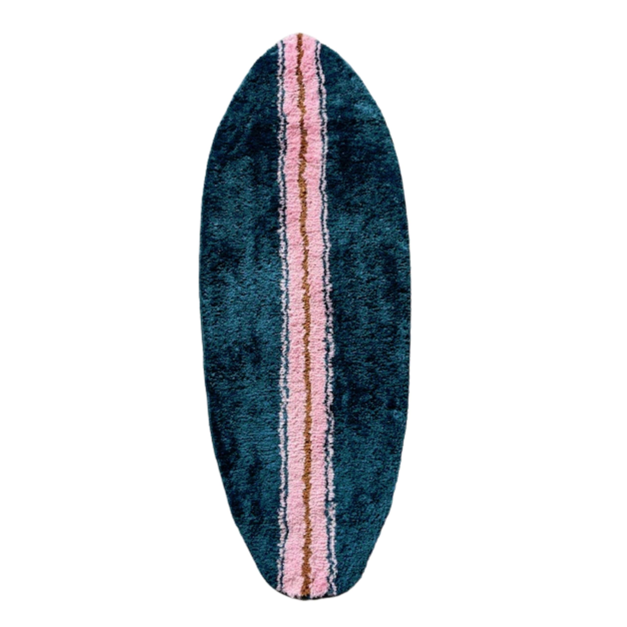 Better Surf than Sorry New 5ft Long Surfboard Shaped Rug Bath mats (Teal/Pink)