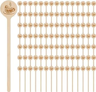 Rtteri 200 Pcs 6 Inch Wooden Coffee Stirrers with Round Ends Coffee Mixer Stick Disposable Drink Stirrers Wood Swizzle Drink Sticks for Beverage Milk Cocktail Tea