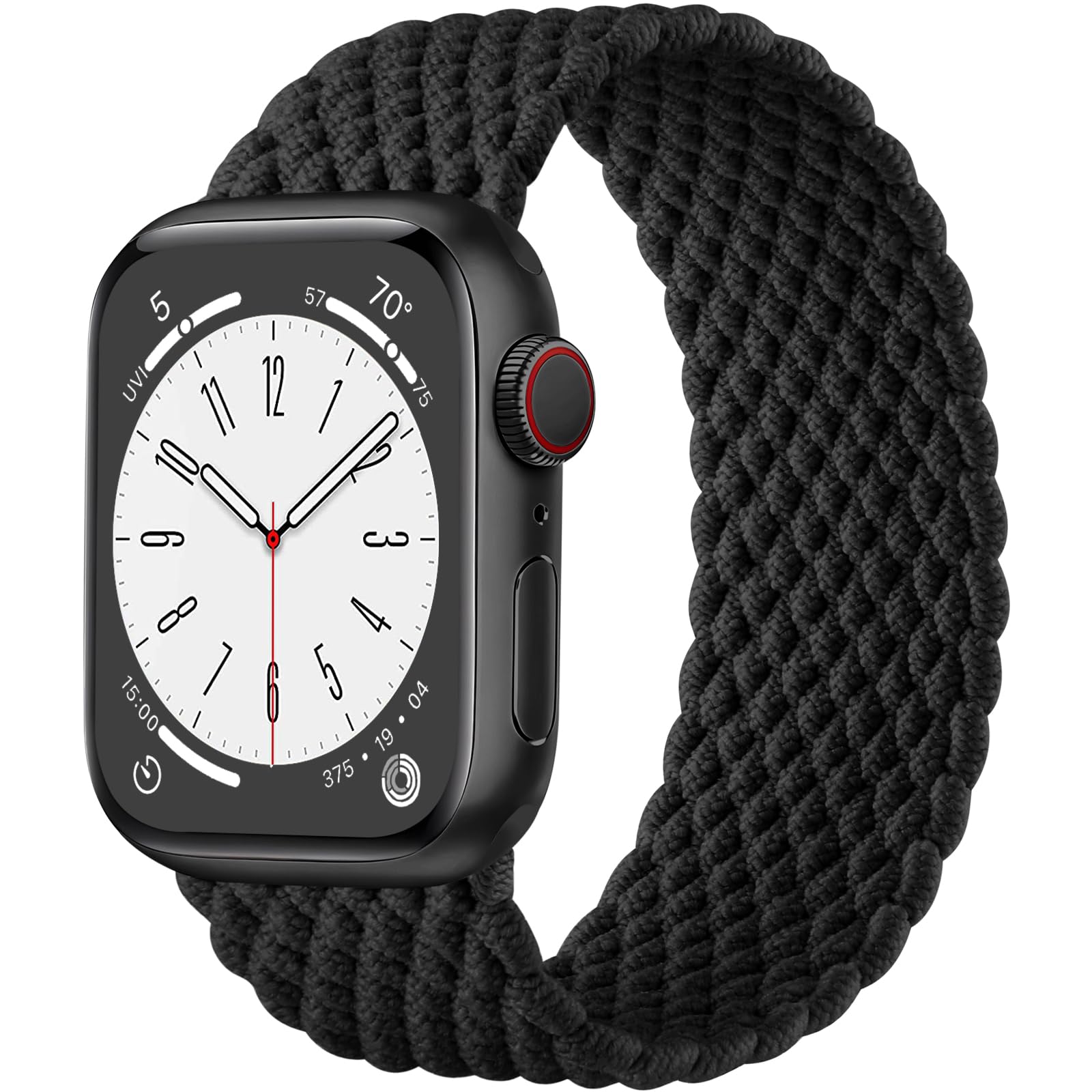 Maledan Intrecciato Cinturini Compatibili con Cinturino Apple Watch 41mm 40mm 38mm per Donna Uomo, Cinturini sportiva elastica regolabile per iWatch SE Series 9 8 7 6 5 4 3 2 1 Ultra, Nero