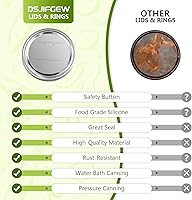 Vista 4 de Tapas y Anillos para Conservas de Boca Regular, 24 Piezas Tipo Dividido Tapas de Frascos Mason de Metal con Bandas para Boca Regular Ball, Frascos