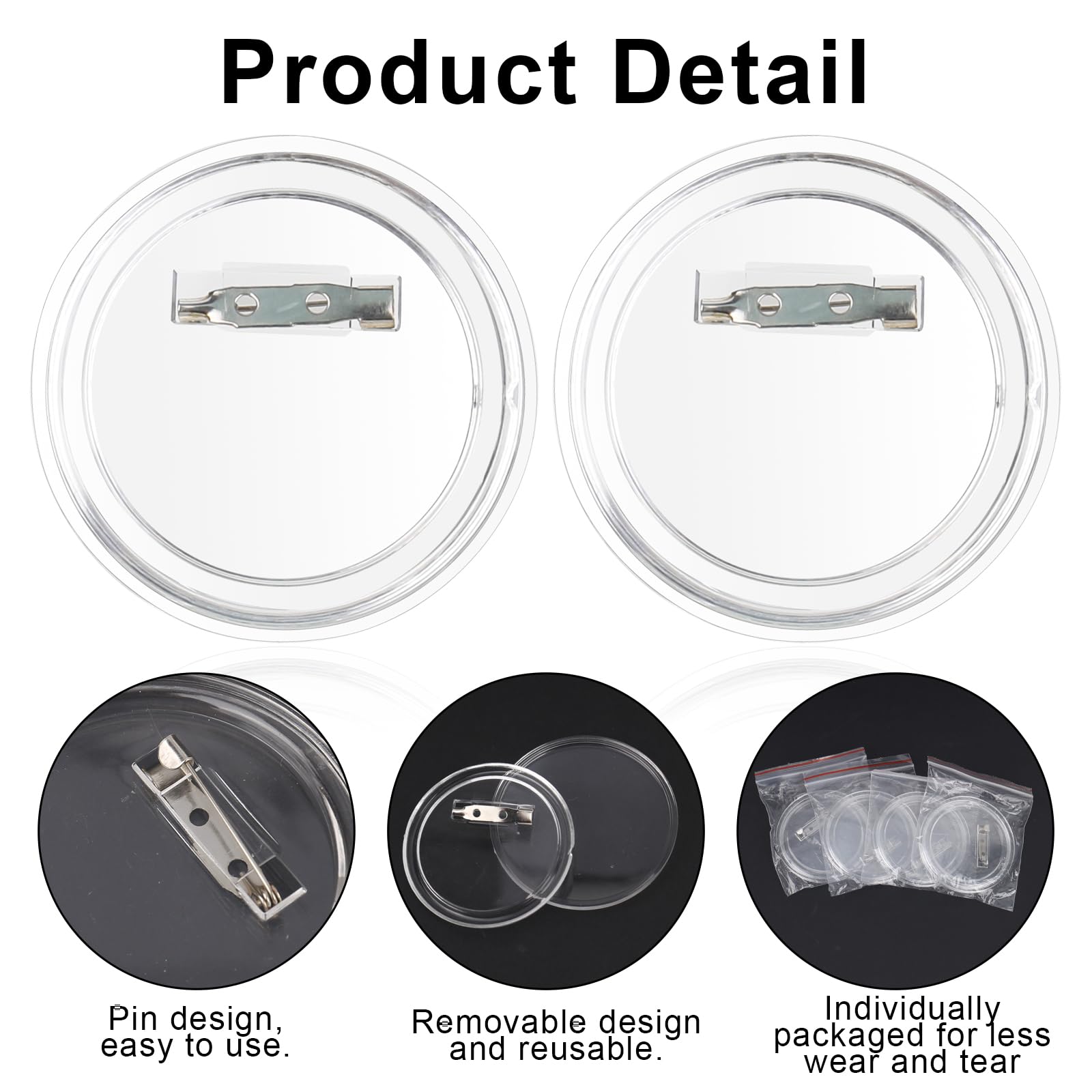 Badges Ronds Personnalisables 58mm - Lot De 30 - Acrylique Transparent - DIY Créatif