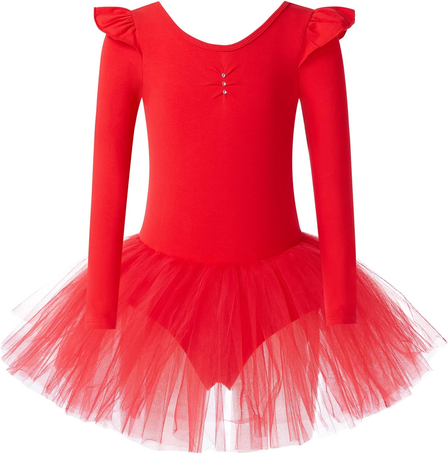 LIONJIE Kid Girls Ballet Leotards Dance Tutu Skirted Ruffle Long Sleeve Dresses Ballerina Outfits Dance wear 3-12Y